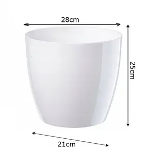 Waste Paper Basket Dust Bin Round Plastic Step Office Bathroom White 28cm