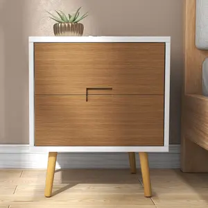 HOMCOM Bedside Table with 2 Drawers for Bedroom, Living Room