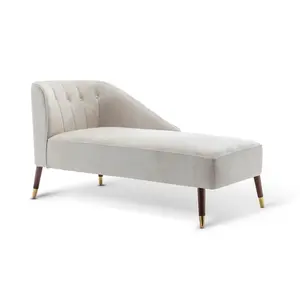 Right Hand Chaise Lounge in Faux Leather Suede Cream