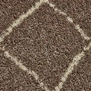 Beige Cream Shaggy Rug, 45mm Thick Geometric Stain-Resistant Rug, Moroccan Rug for Bedroom, & Dining Room-160cm X 220cm