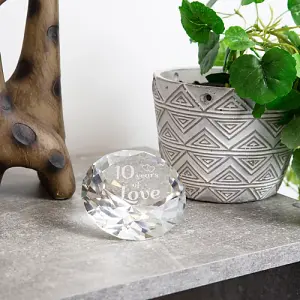 Modern Transparent K9 Crystal Glass 10th Anniversary Sentiment Ornament Gift Set