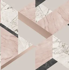 Marblesque Geometric Marble Wallpaper Blush Pink and Rose Gold - Fine Decor FD42303