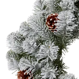 50cm Green Frosted Pinecone Wreath