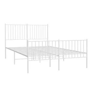 Berkfield Metal Bed Frame with Headboard and Footboard White 140x190 cm