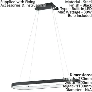 Pendant Ceiling Light Colour Black Shade White Plastic Bulb LED 30W Included