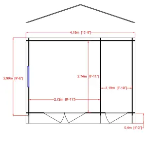 Shire Bourne 10x14 ft Toughened glass & 1 window Apex Wooden Cabin