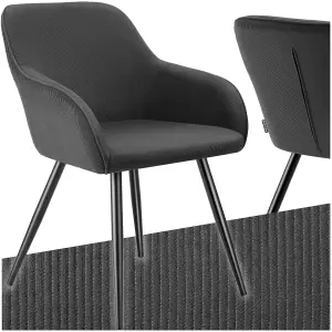 Dining Chair Marilyn - corduroy look, upholstered, armchair, continuous backrest - anthracite/black