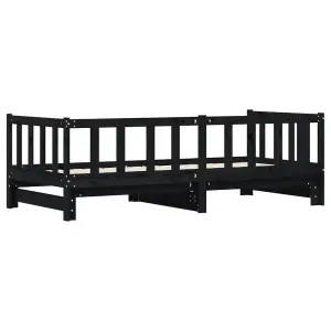 Berkfield Day Bed with Trundle Black 90x200 cm Solid Wood Pine