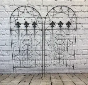 Set of 2 Fleur de Lys Design Metal Trellis (120cm x 50cm)