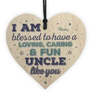 Red Ocean Uncle Gifts Birthday Friendship Family Sign Wooden Heart Hanging Plaque Keepsake Thank You Sign