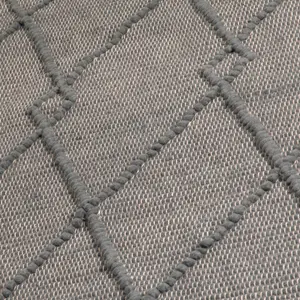 Grey Diamond Pattern Large Wool Rug