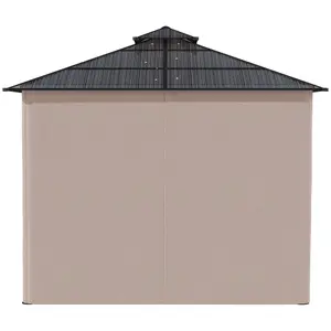 Outsunny 3 x 3 (m) Double Roof Hard Top Gazebo with Nettings & Curtains