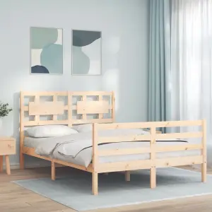 Berkfield Bed Frame with Headboard Small Double Solid Wood