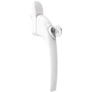 White Universal Locking Window Handle - Click Fit PVC Window Rose Lever