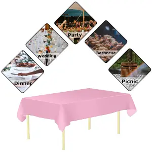 Light Pink Plastic Table Cover, Disposable Wipe Clean Waterproof Tablecloth - 54"x72"