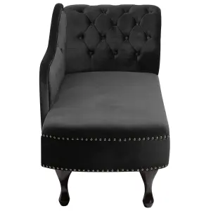 Right Hand Chaise Lounge Velvet Black NIMES