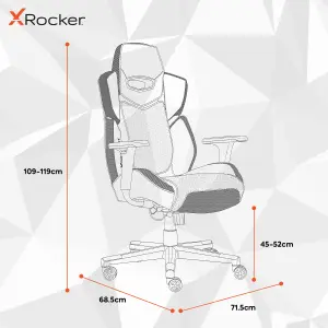 X-Rocker Drogon PC Office Gaming Chair, Ergonomic Computer Desk Chair, Faux Leather with Lumbar Support - BLACK / BLUE