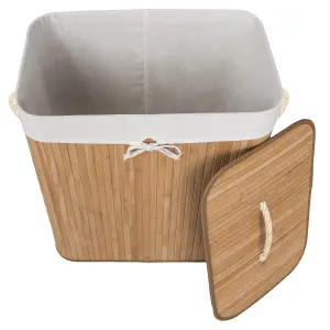 Laundry Basket - washing hamper with lid, removable laundry bag, 2 handles - beige