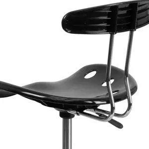 Vibrant Chrome Drafting Stool with Tractor Seat Black