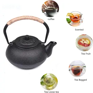 Stovetop 5 in 1 Tetsubin Teapot Set Japanese Cast Iron 800ml Kettle Cups Tea Pot