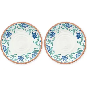 Purely Home Turquoise Floral Melamine Dinner Plates - Set of 2