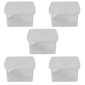 Wham Clip 5x 9L Square Plastic Storage Boxes with Secure Clip Lock Lids. L:29 x W:29 x H:15.5cm Clear/Clear/Clear