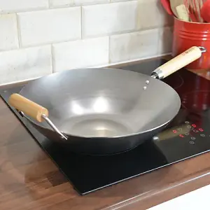 Stoven 34cm Heavy Gauge Carbon Steel Wok