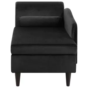 Left Hand Velvet Chaise Lounge Black LUIRO