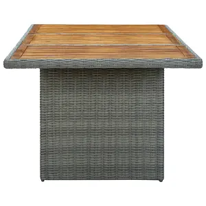 Berkfield Garden Table Light Grey Poly Rattan and Solid Acacia Wood