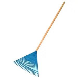 Garden Rake, 20-Tin Durable Plastic Rake for Gardening, 45 cm / 17.7" Wide, Lightweight with Handle, Ideal Lawn Rake for Gardeners