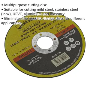 10 Pack of Versatile Cutting Discs for Metal, Masonry, and UPVC - 115mm Size with 22mm Bore