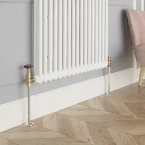 GoodHome Polished Gold Angled Thermostatic Radiator valve & lockshield (Dia)15mm x ½"