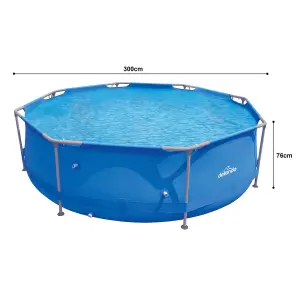 Dellonda Swimming Pool 10ft 300cm Round Steel Frame Above Ground & Filter Pump