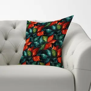 Christmas Watercolour Holly Leaf Cushions 33cm x 48cm