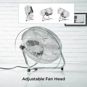 Geepas 12" Floor Fan 3 Blades Tilt Function Chrome