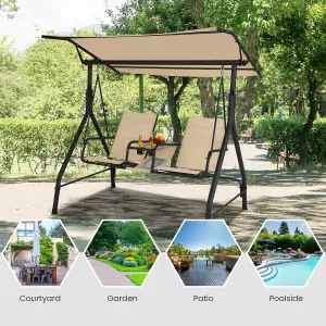 Costway 2 Person Outdoor Patio Swing Patio Loveseat Swing w/Adjustable Canopy