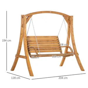 Outsunny 2 Seater Garden Swing Chair, Outdoor Wooden Swing Bench Lounger