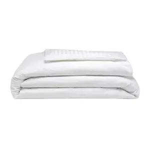 Belledorm 540 Thread Count Satin Stripe Duvet Cover Set White (Double)