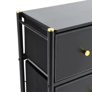 Black Plastic Storage Cabinet with 9 Drawers 103cm H