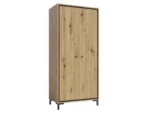 Parii Hinged Door Wardrobe in Oak Artisan - W890mm H1960mm D540mm, Elegant and Functional