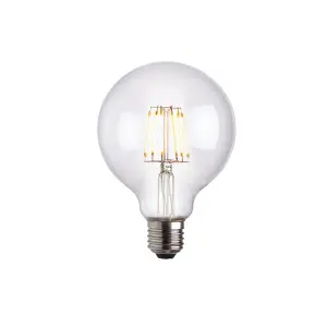 LED Filament Lamp Bulb Dimmable 6W E27 LED 95mm Clear Glass Globe Warm White