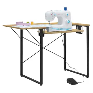 Dart Sewing Machine Table With Folding Top In Charcoal Black / Ashwood