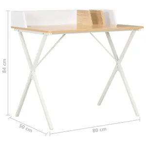 Berkfield Desk White and Natural 80x50x84 cm