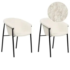 Set of 2 Dining Chairs AMES Boucle Off-White