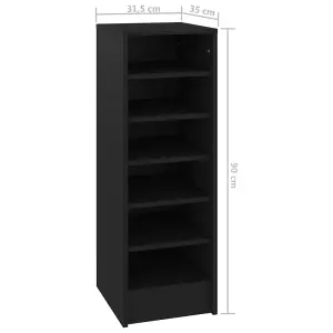 Berkfield Shoe Cabinet Black 31.5x35x90 cm Engineered Wood