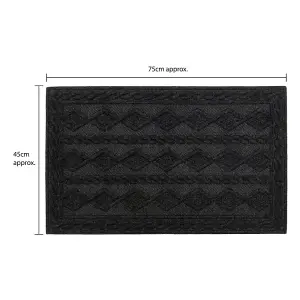 JVL Knit Rubber Backed Indoor Doormat, 45x75cm, Charcoal