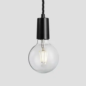 Industville Sleek Edison Pendant, 1 Wire, Black