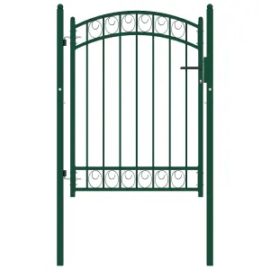 Berkfield Fence Gate with Arched Top Steel 100x125 cm Green