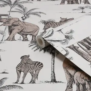 Fresco Kenya Safari Rose Gold Animal Wallpaper