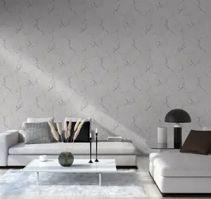 Galerie Silver Grey Luxurious Marble Motif Wallpaper